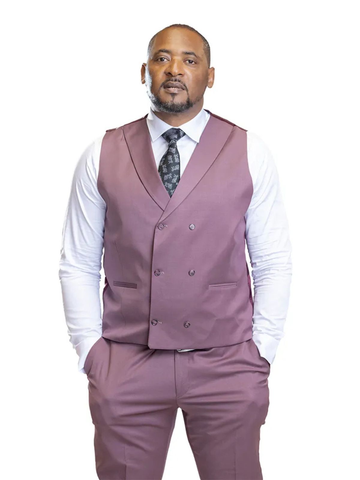 A JB 100% WOOL Auberguine Single Breasted Suit