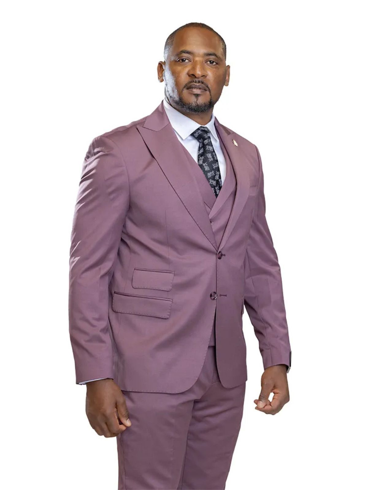 A JB 100% WOOL Auberguine Single Breasted Suit
