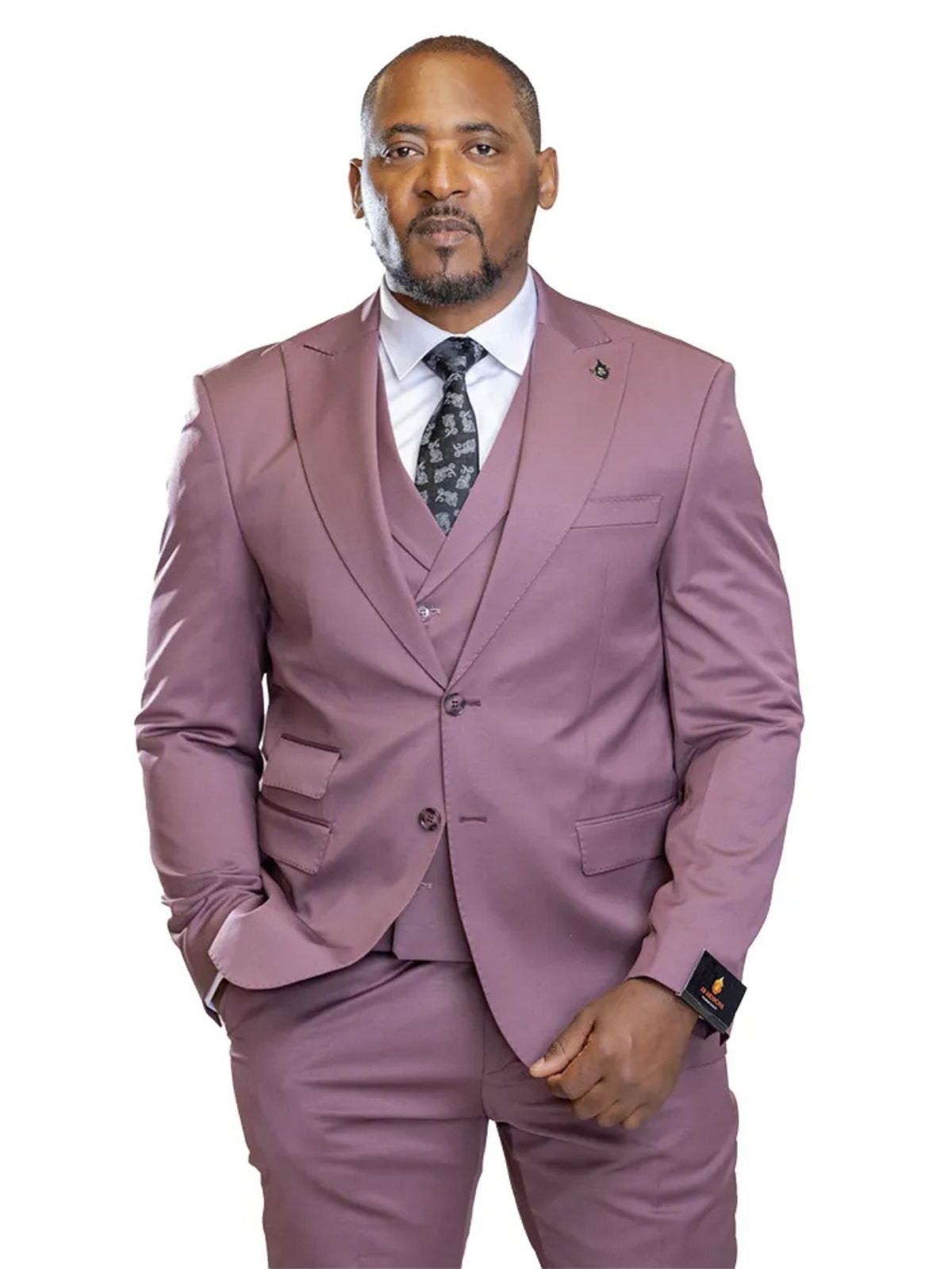 A JB 100% WOOL Auberguine Single Breasted Suit