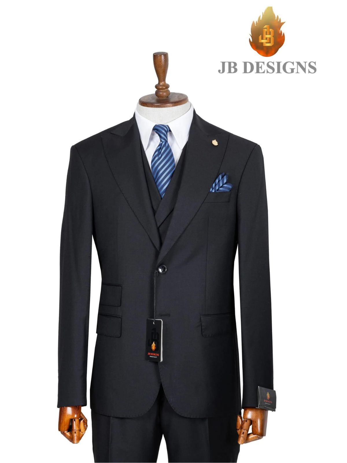 A JB 100% WOOL Black Single Breasted Suit