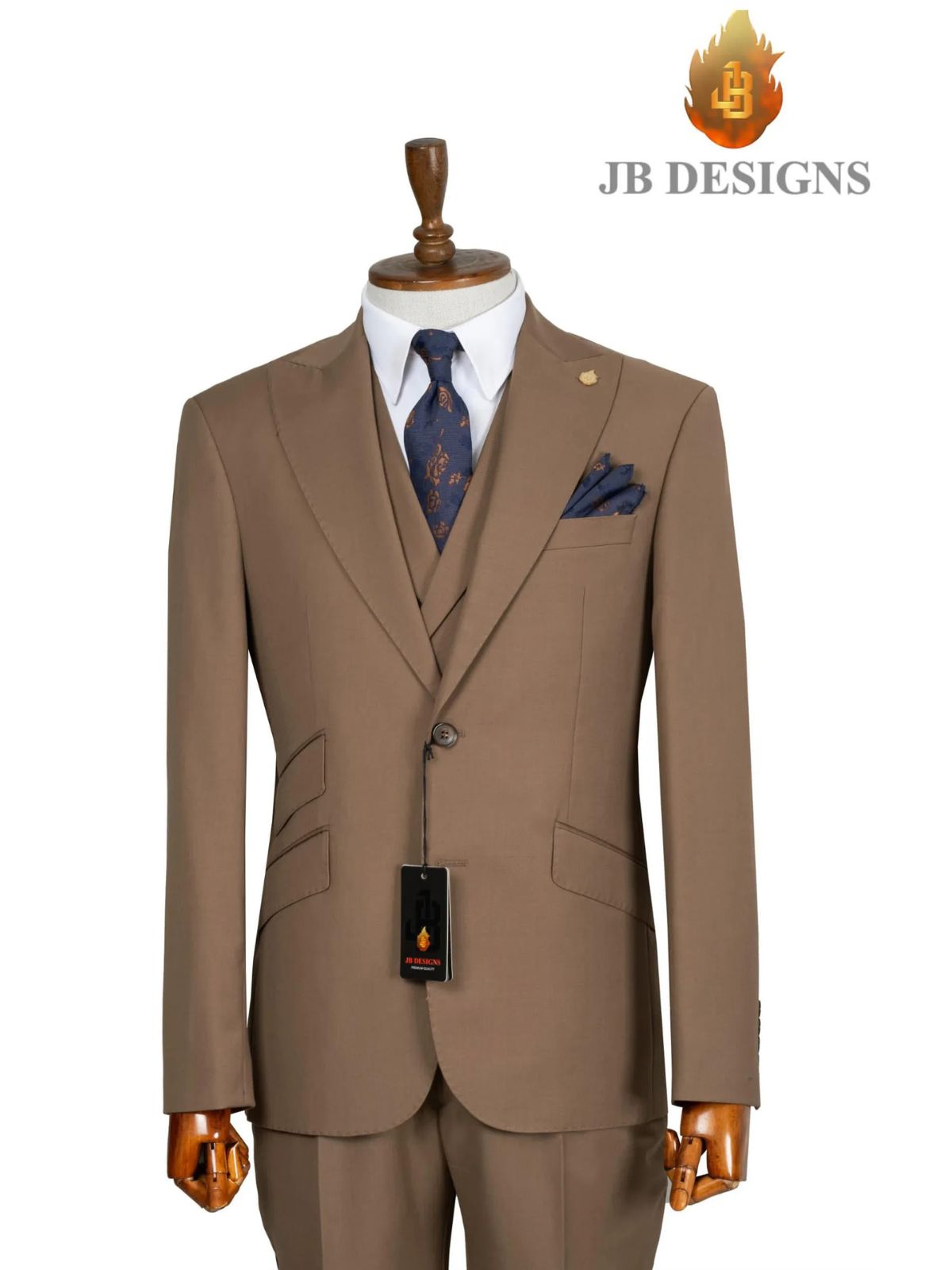 A JB 100% WOOL Brown Single Breasted Suit