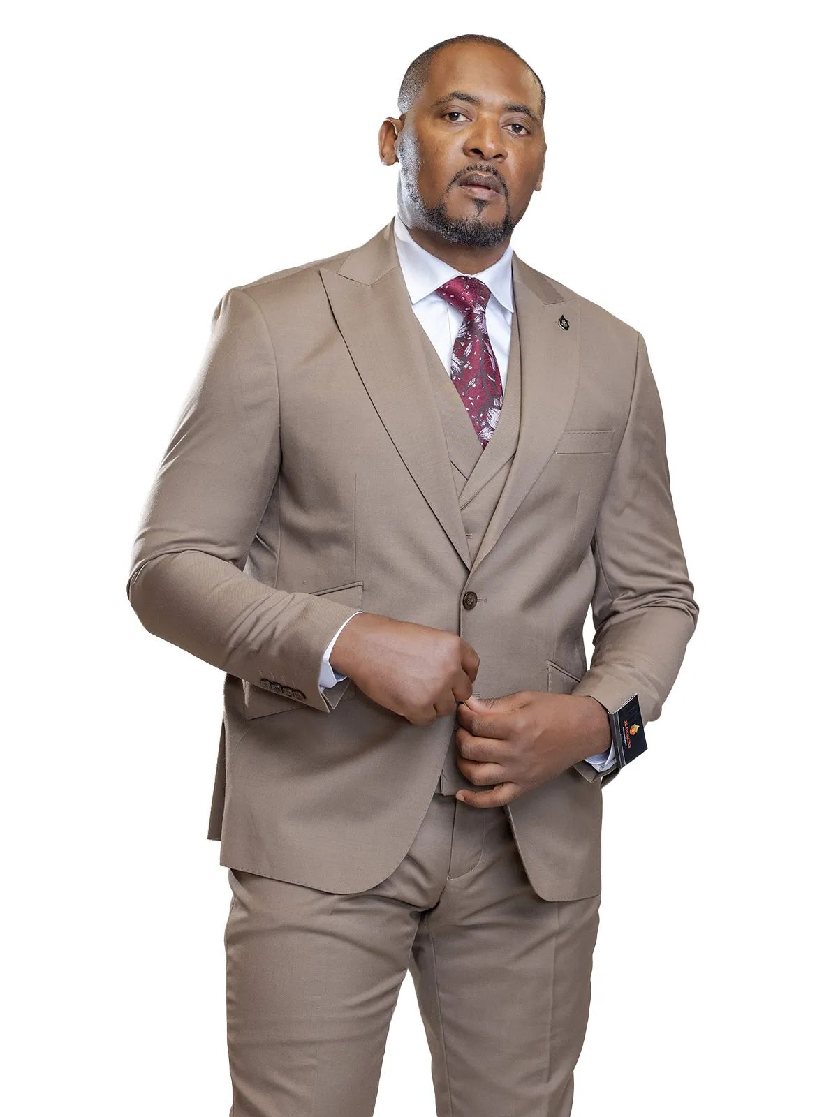 A JB 100% WOOL Brown Single Breasted Suit