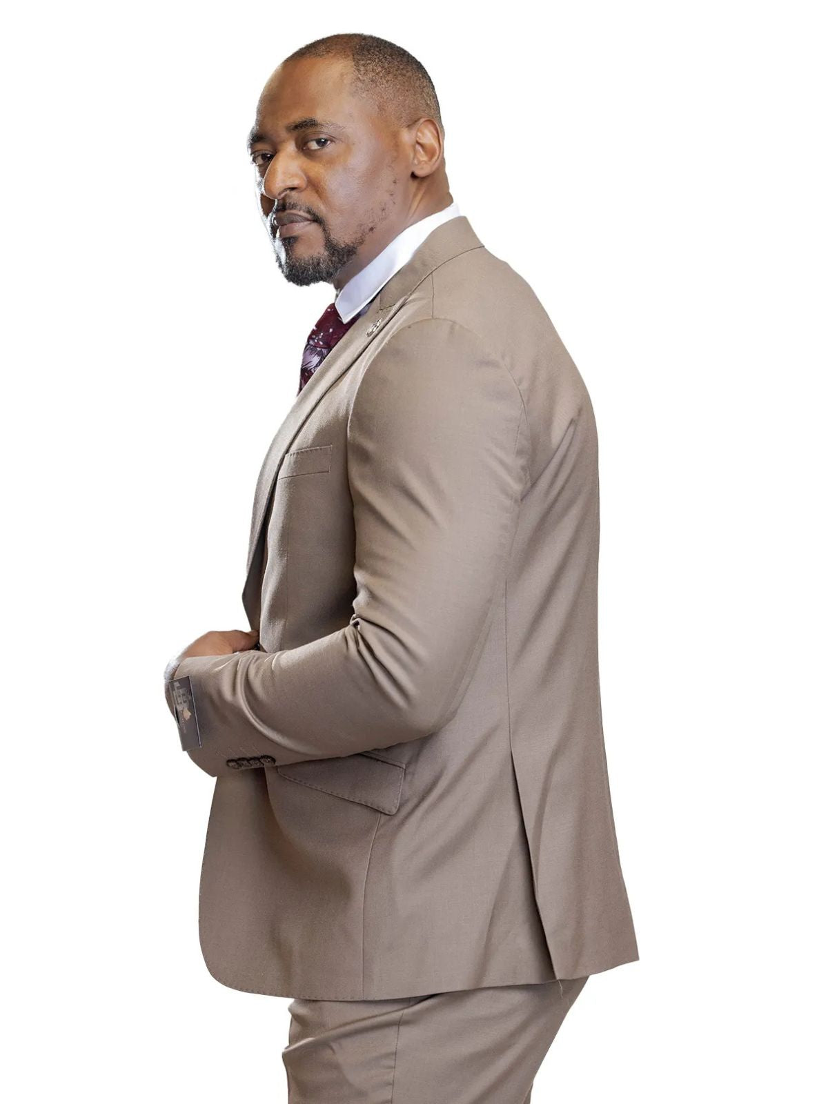 A JB 100% WOOL Brown Single Breasted Suit