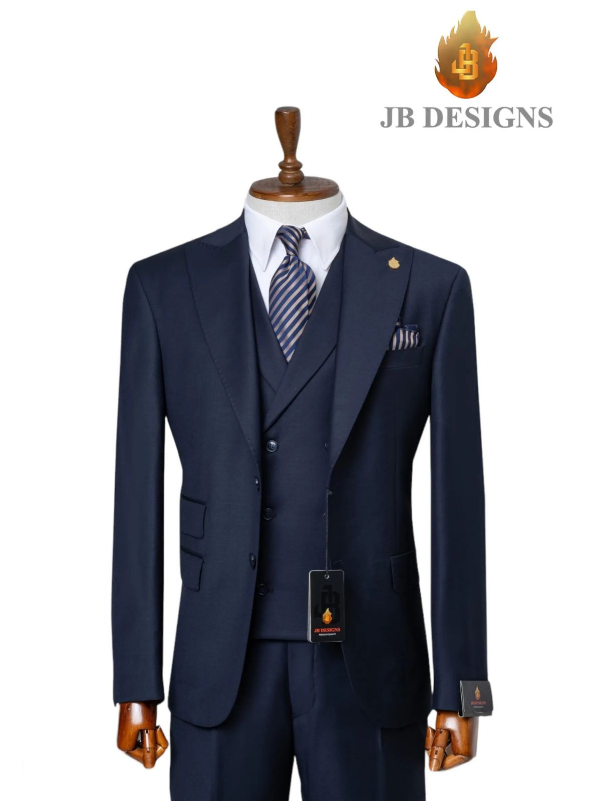 A JB 100% WOOL Dark Blue Single Breasted Suit