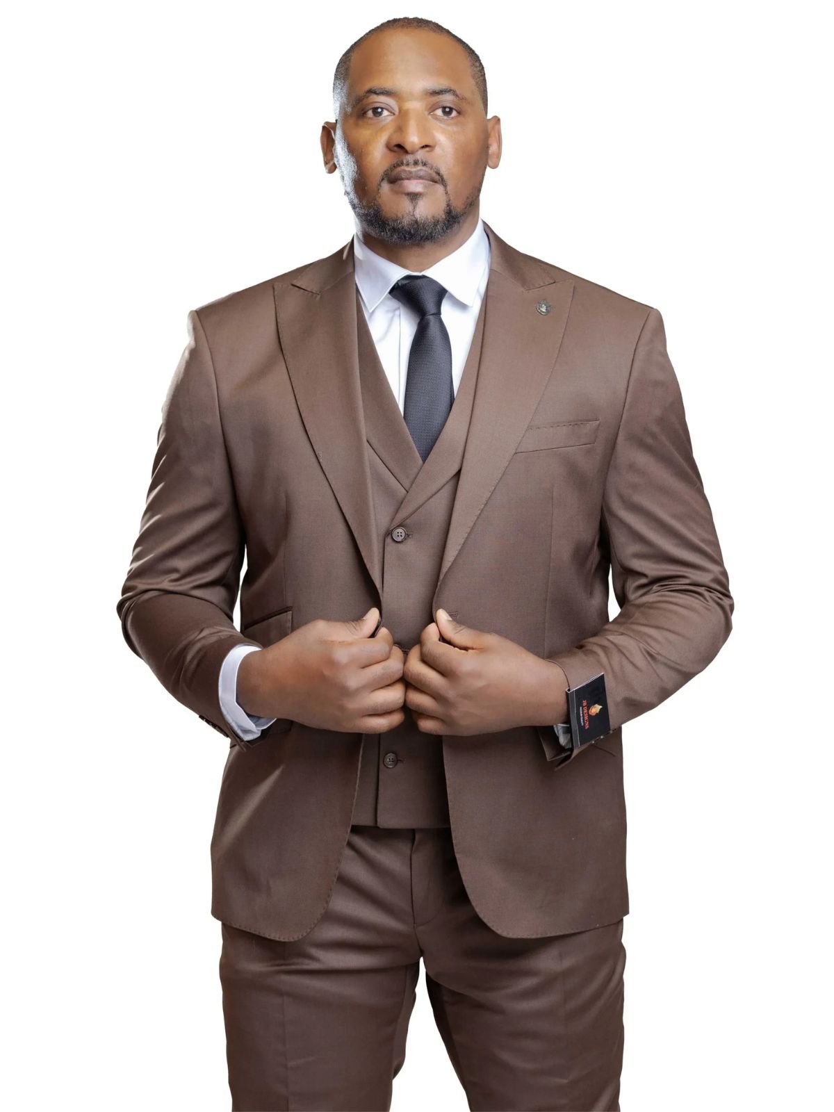 A JB 100% WOOL Dark Brown Single Breasted Suit