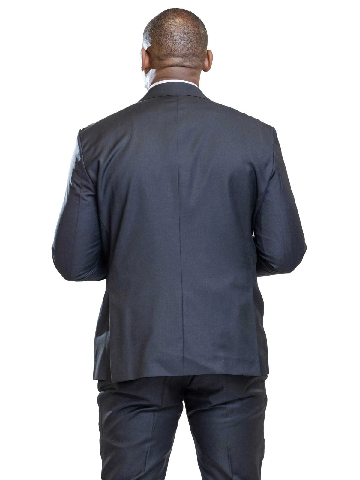 A JB 100% Wool Black Doubled Breasted Black Buttons Suit