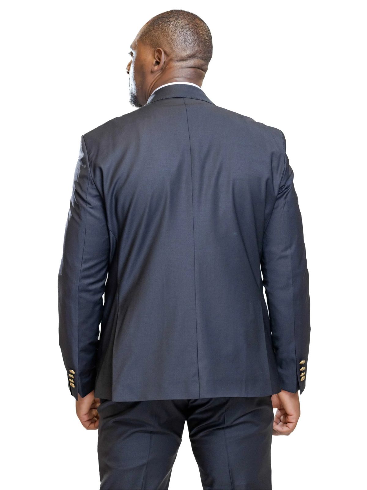 A JB 100% Wool Black Doubled Breasted Black Buttons Suit