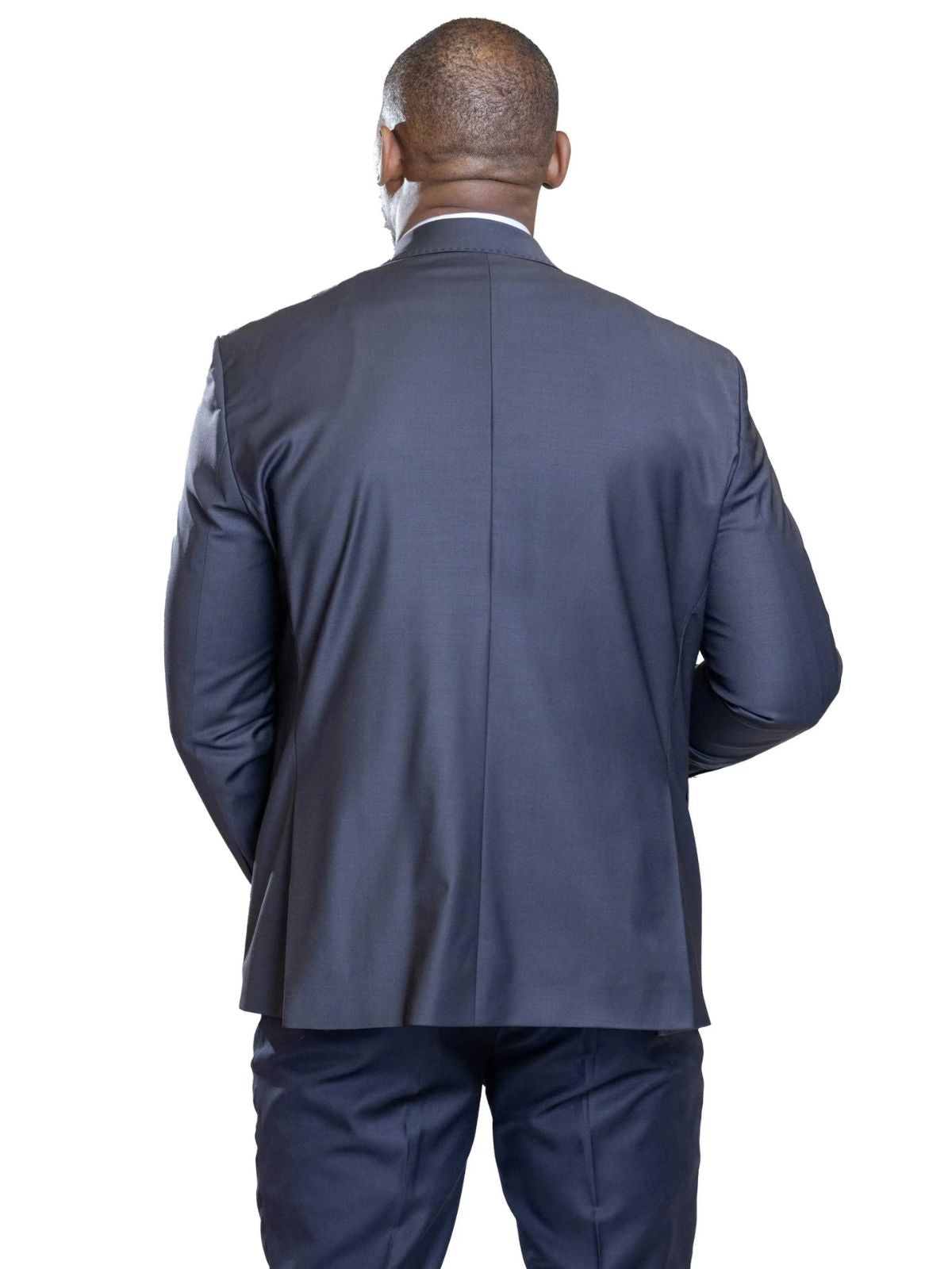 A JB 100% Wool Blue Double Breasted Gold Buttons Suit