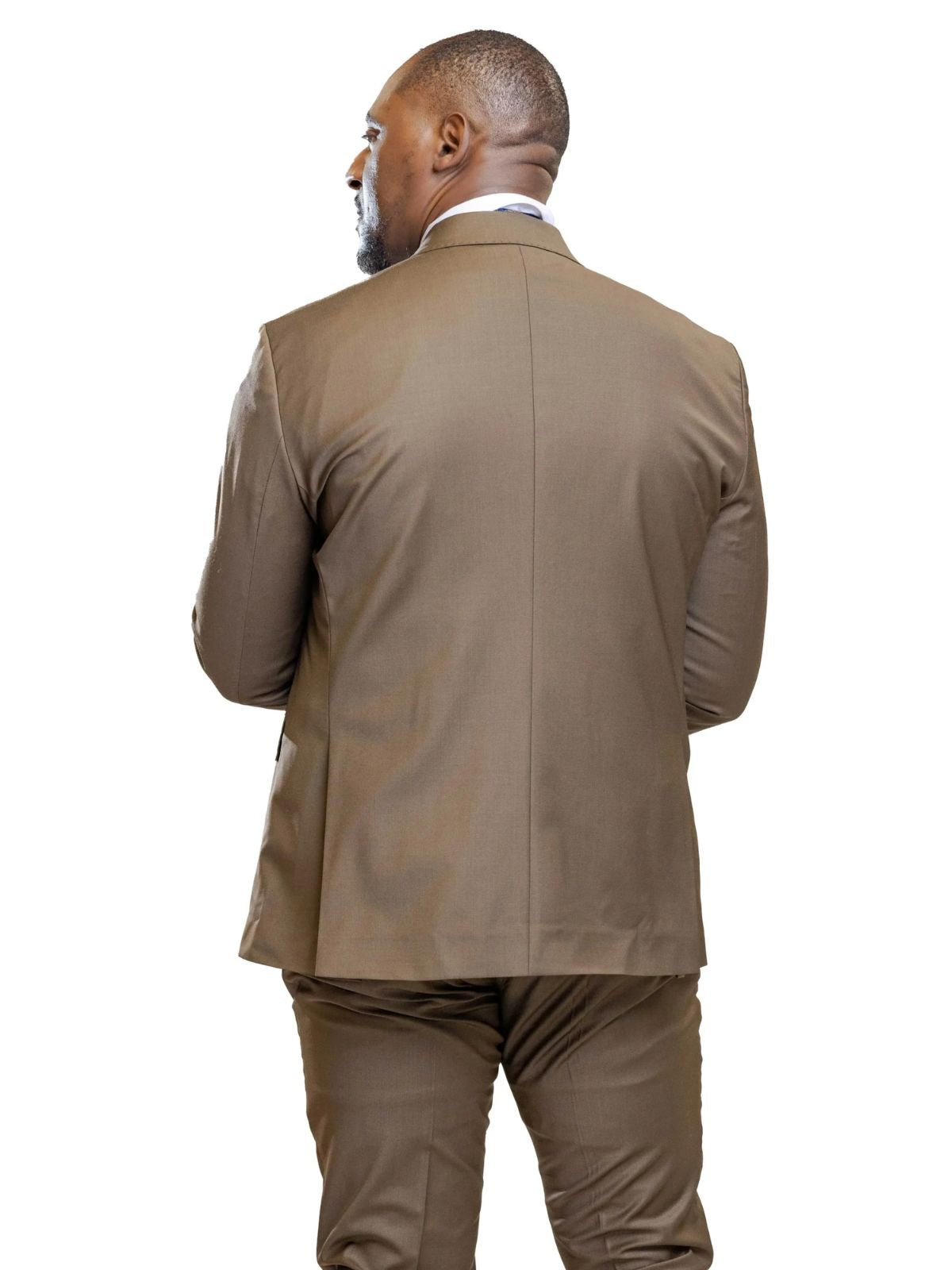 A JB 100% Wool Dark Brown Double Breasted Gold Buttons Suit