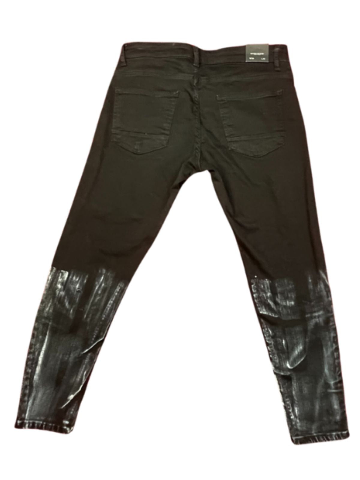 Black Acid Washed Bling Ripped Skinny Jeans