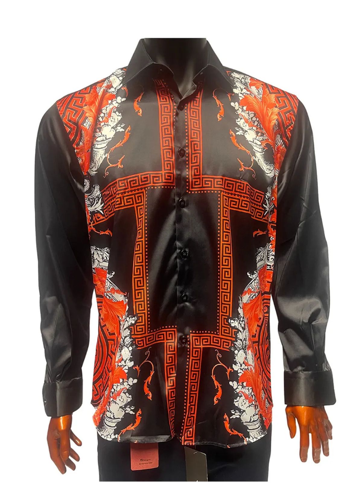 Black and Orange Patterned Shirt