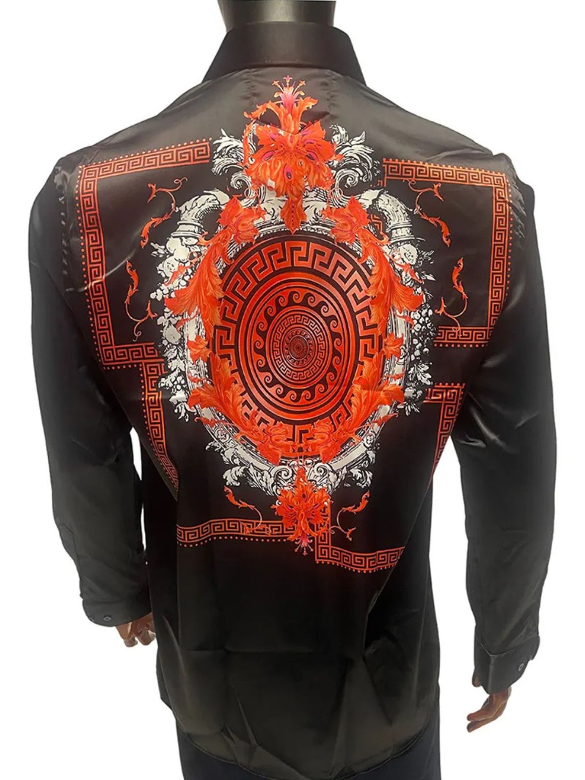 Black and Orange Patterned Shirt