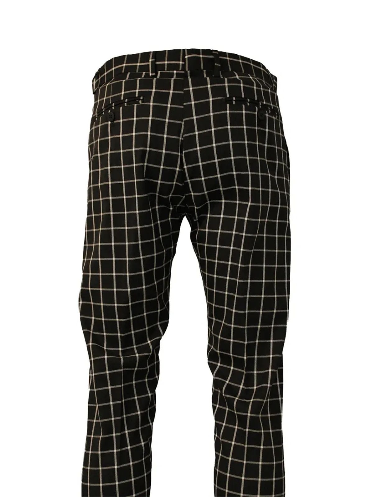 Black and White Checkered Plaid Slim Fit Pants/Trousers