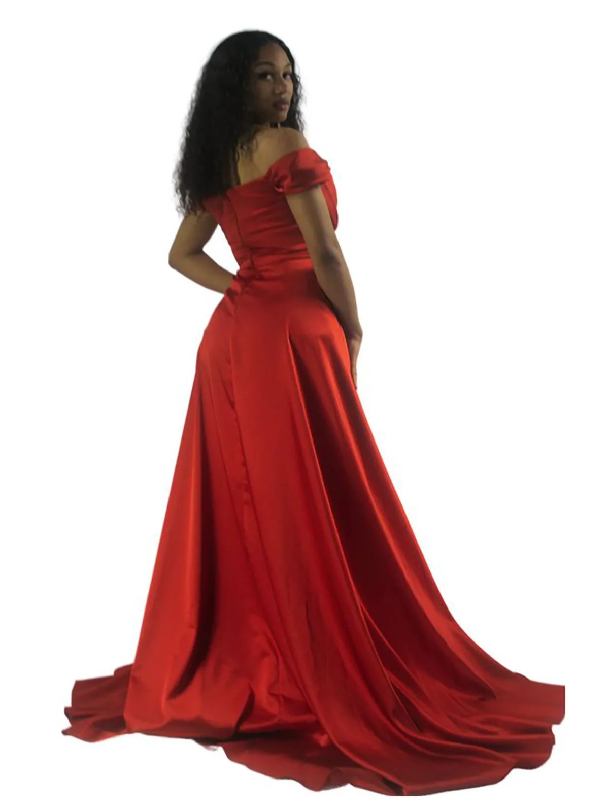 Blood Red Satin Wedding Prom Bridesmaid Dress