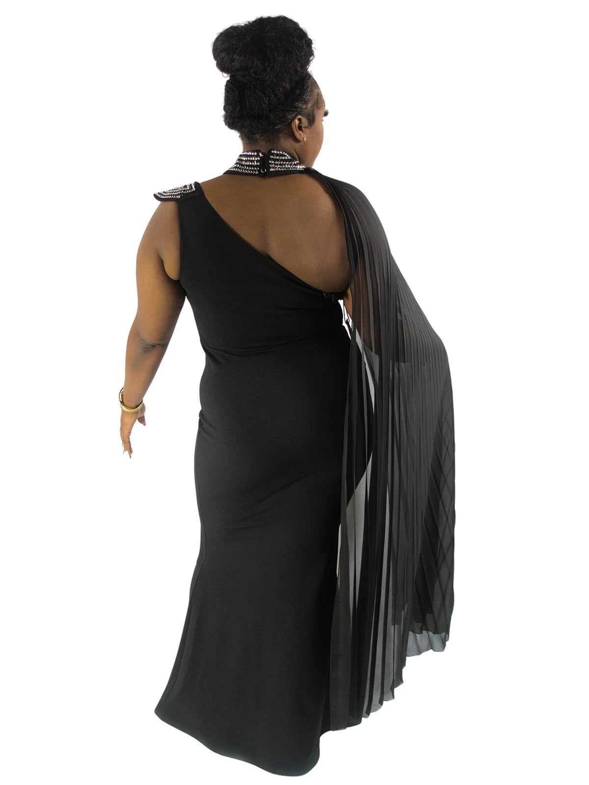 Bridesmaid Prom Anniversary One Hand Dress with Cape