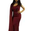 Bridesmaid Prom Anniversary One Hand Dress with Cape