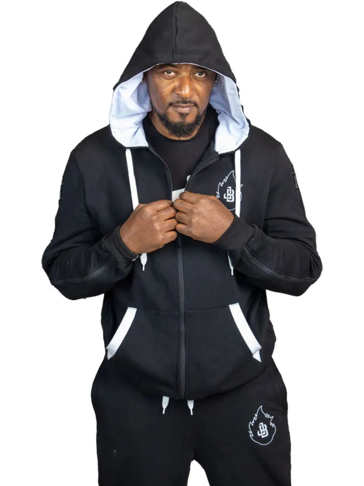 Casual Unisex Black Cotton Tracksuit with White JB Logo
