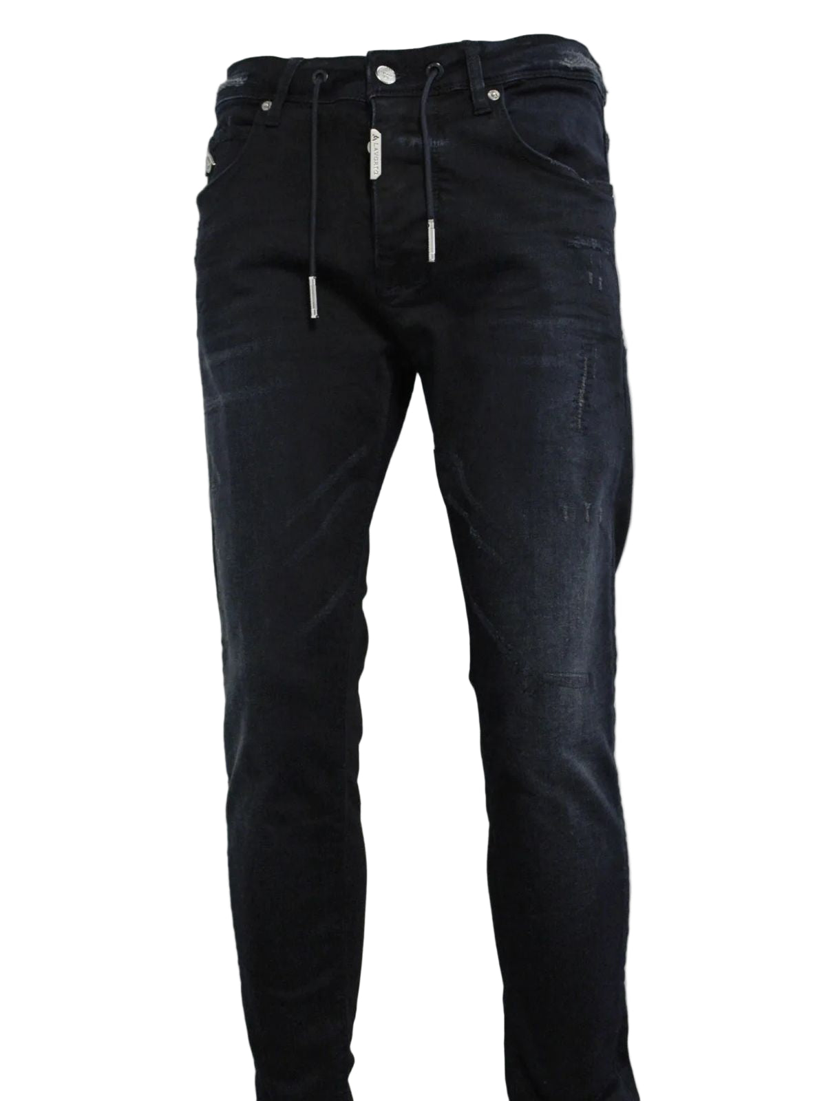 Drawstring Distressed Skinny Jeans