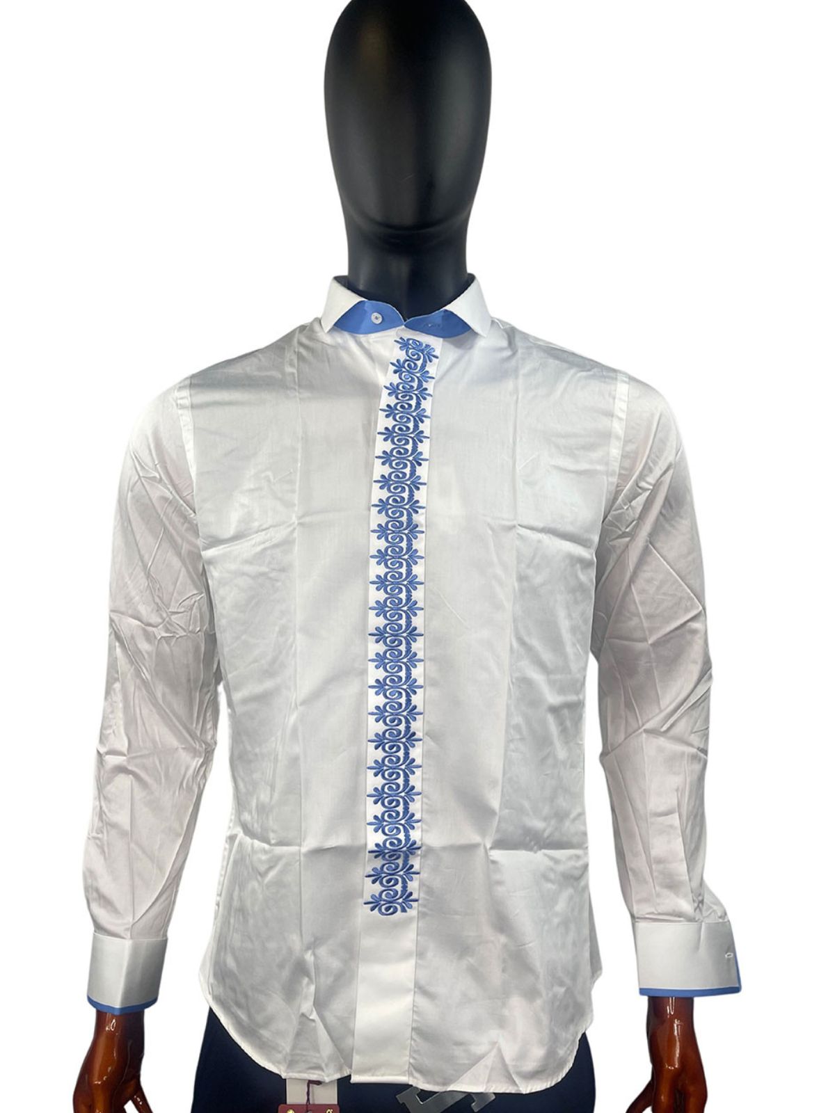 Embroided Button Line White Shirt