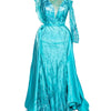 Floor Length Glittery Party Anniversary Prom Dress with Cape/Train