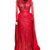 Floor Length Glittery Party Anniversary Prom Dress with Cape/Train