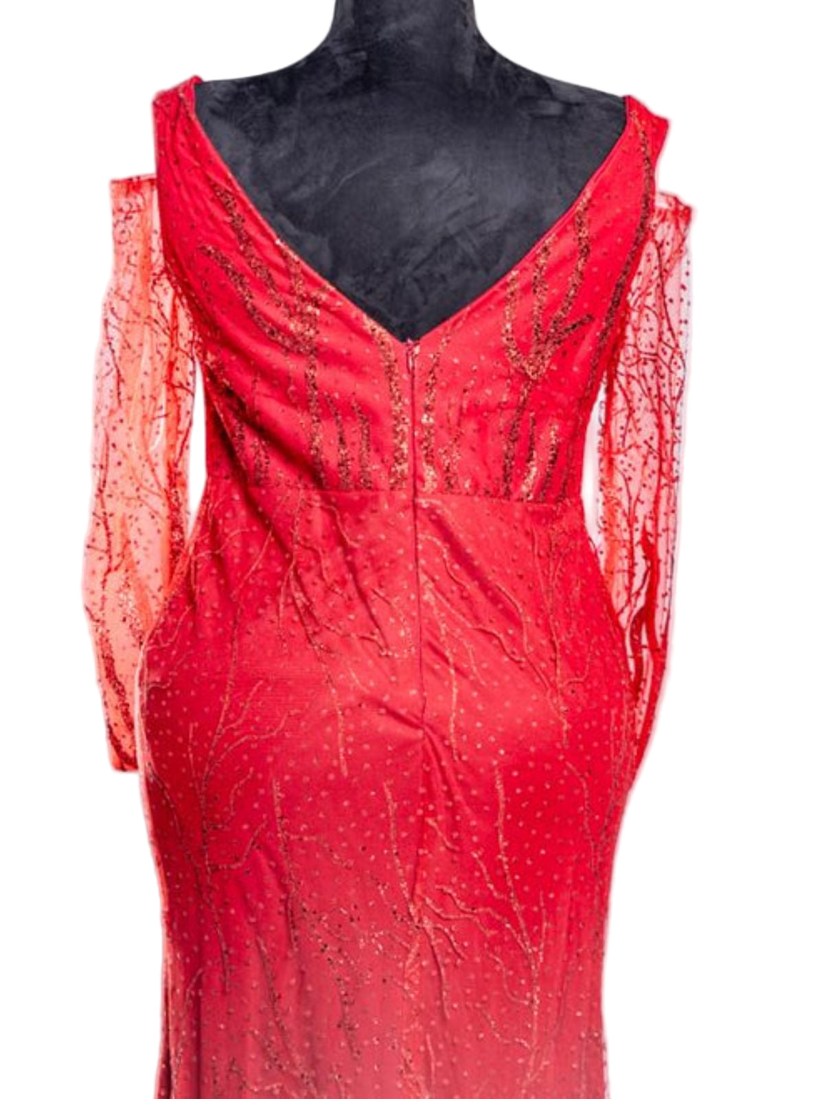 Floor Length Glittery Party Anniversary Prom Dress with Cape/Train