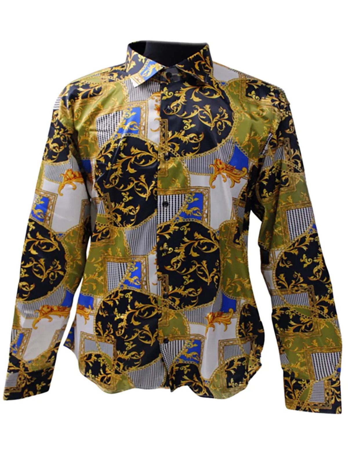 Gleaming Yellow Vine Abstract Silk Shirt