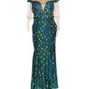 Goddess Glass Stoned Long Sleeve Party Dress