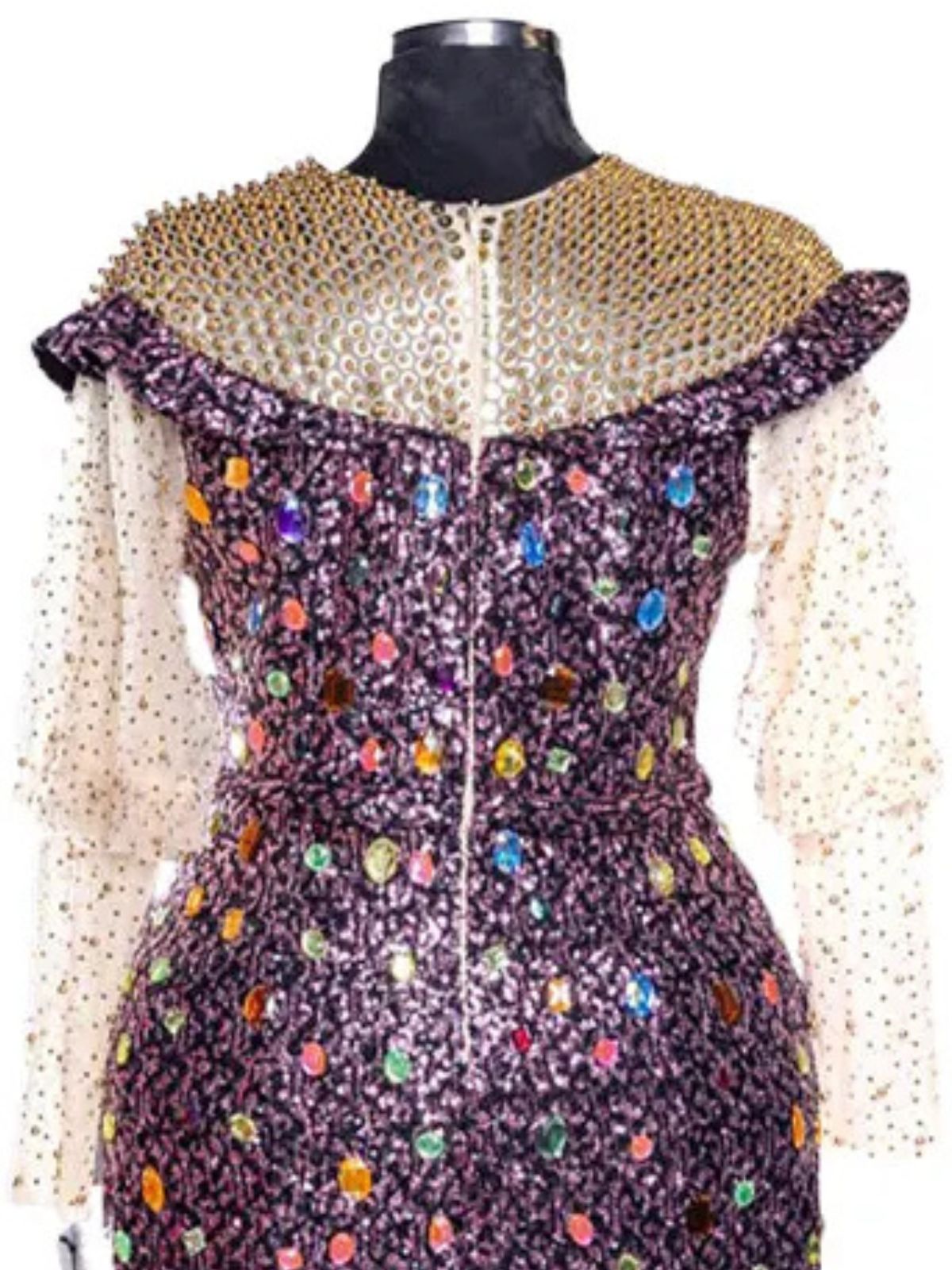 Goddess Glass Stoned Long Sleeve Party Dress