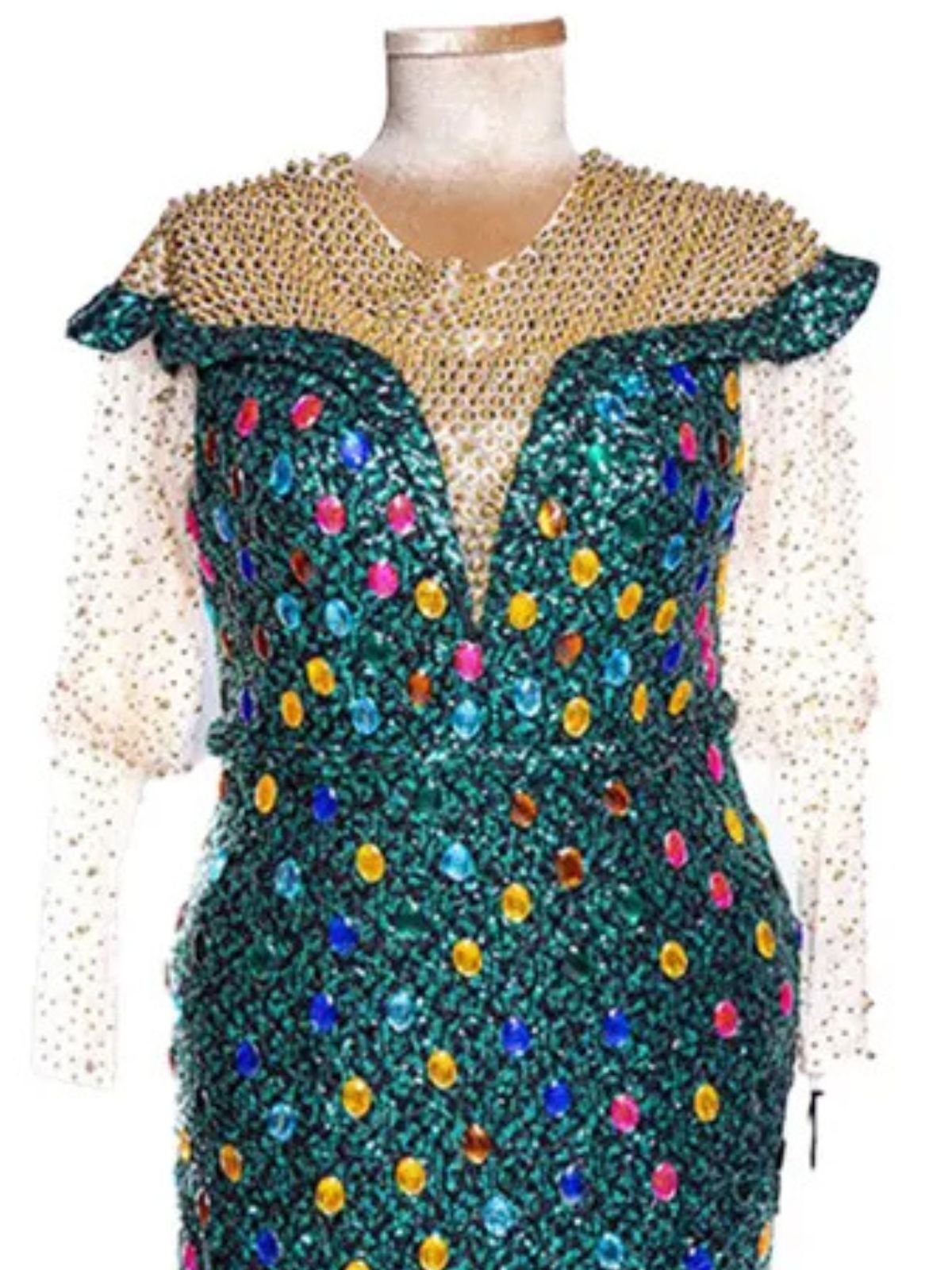 Goddess Glass Stoned Long Sleeve Party Dress