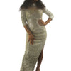 Halter Neck Sequin Elbow Sleeve Side Split Dress