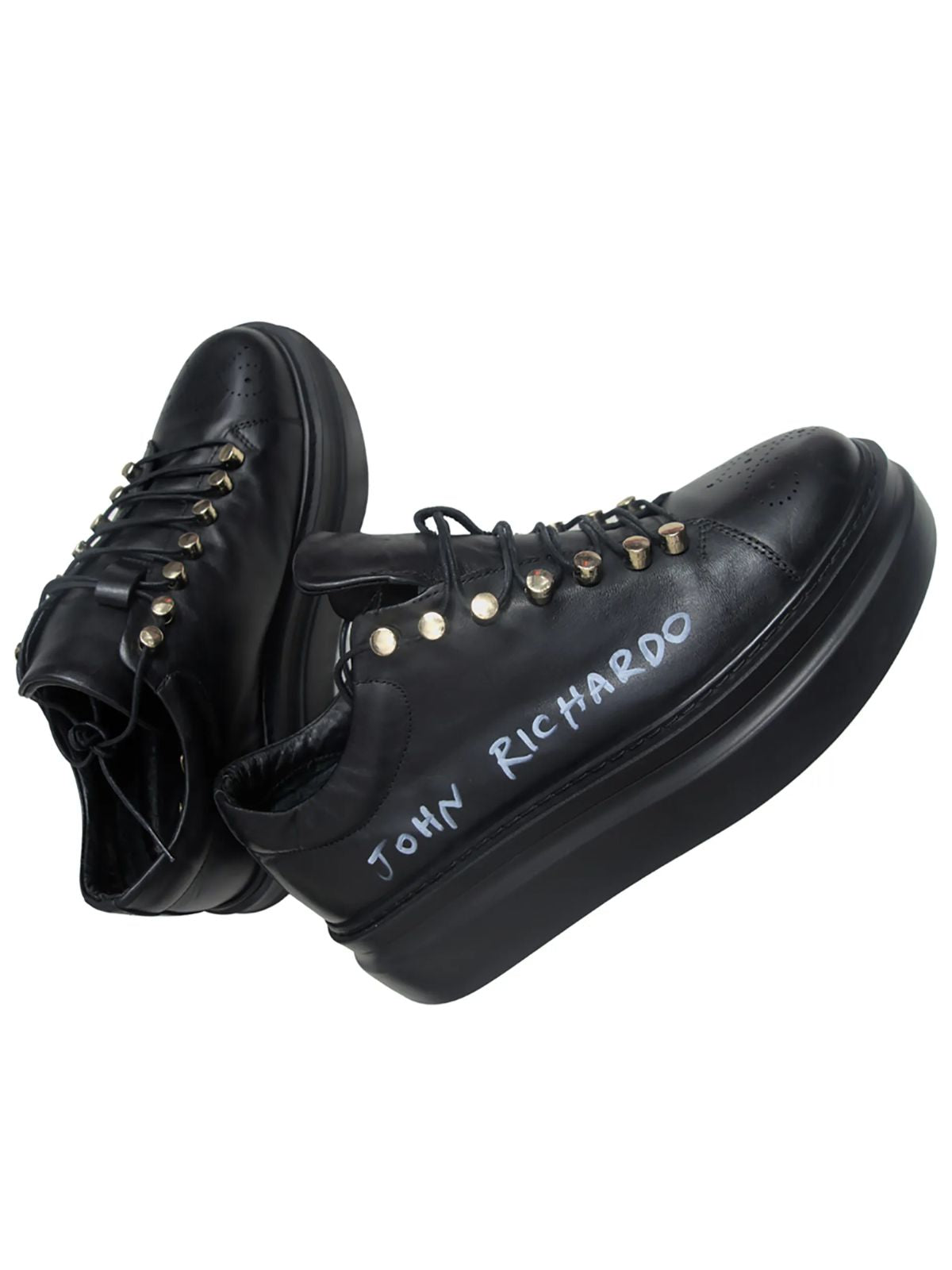 Heavy Duty Black Sneaker Boots with Gold Color Hinges