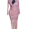 High Neck Cut Out Stretchy Fit Party Dress