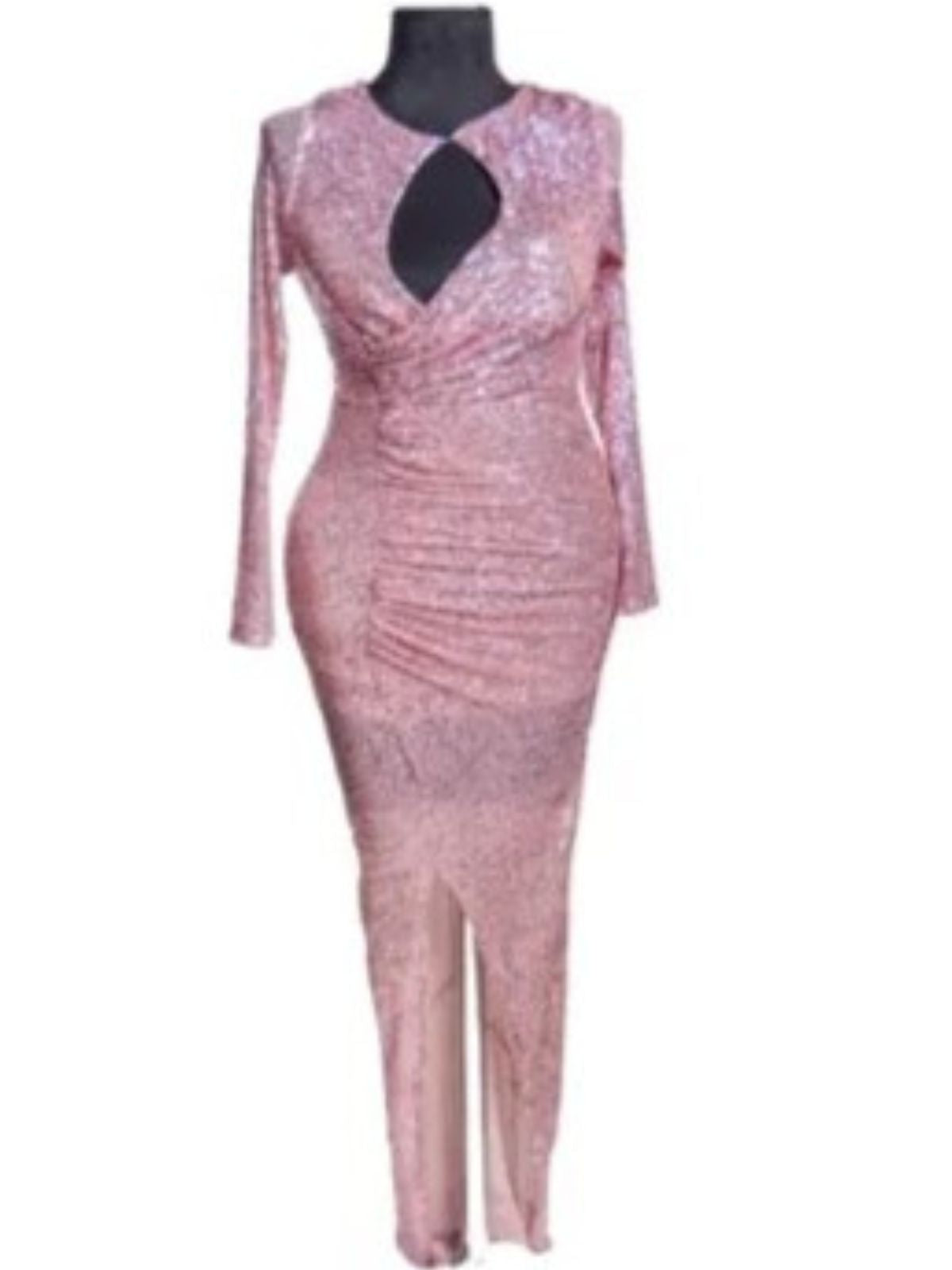 High Neck Cut Out Stretchy Fit Party Dress