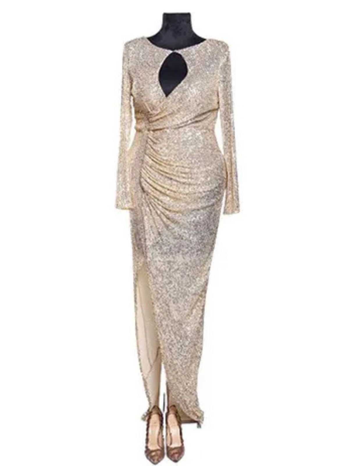 High Neck Cut Out Stretchy Fit Party Dress