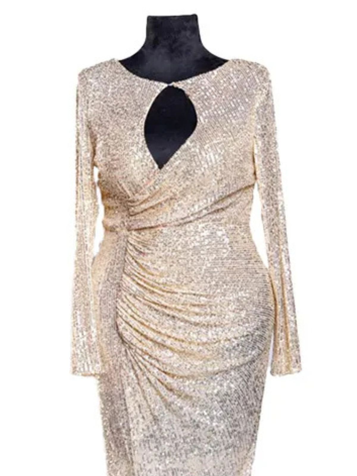 High Neck Cut Out Stretchy Fit Party Dress