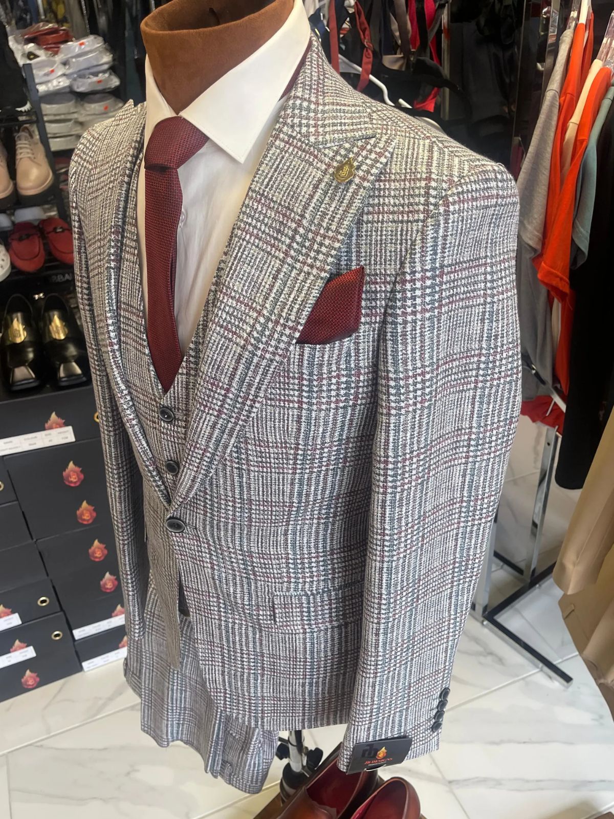 JB Checked Plaid 3pc Suit Sets