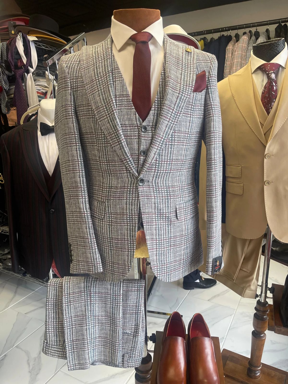 JB Checked Plaid 3pc Suit Sets