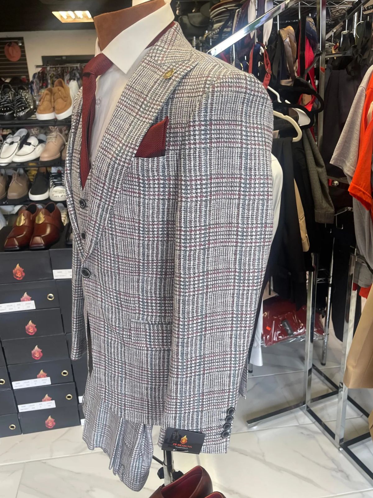 JB Checked Plaid 3pc Suit Sets