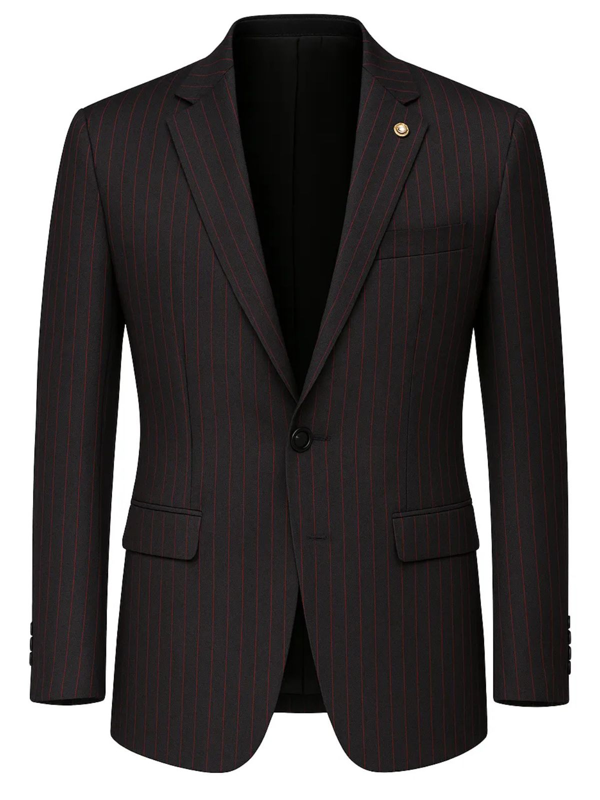 JB Dark Blue & Burgundy Striped Plaid Suit Set