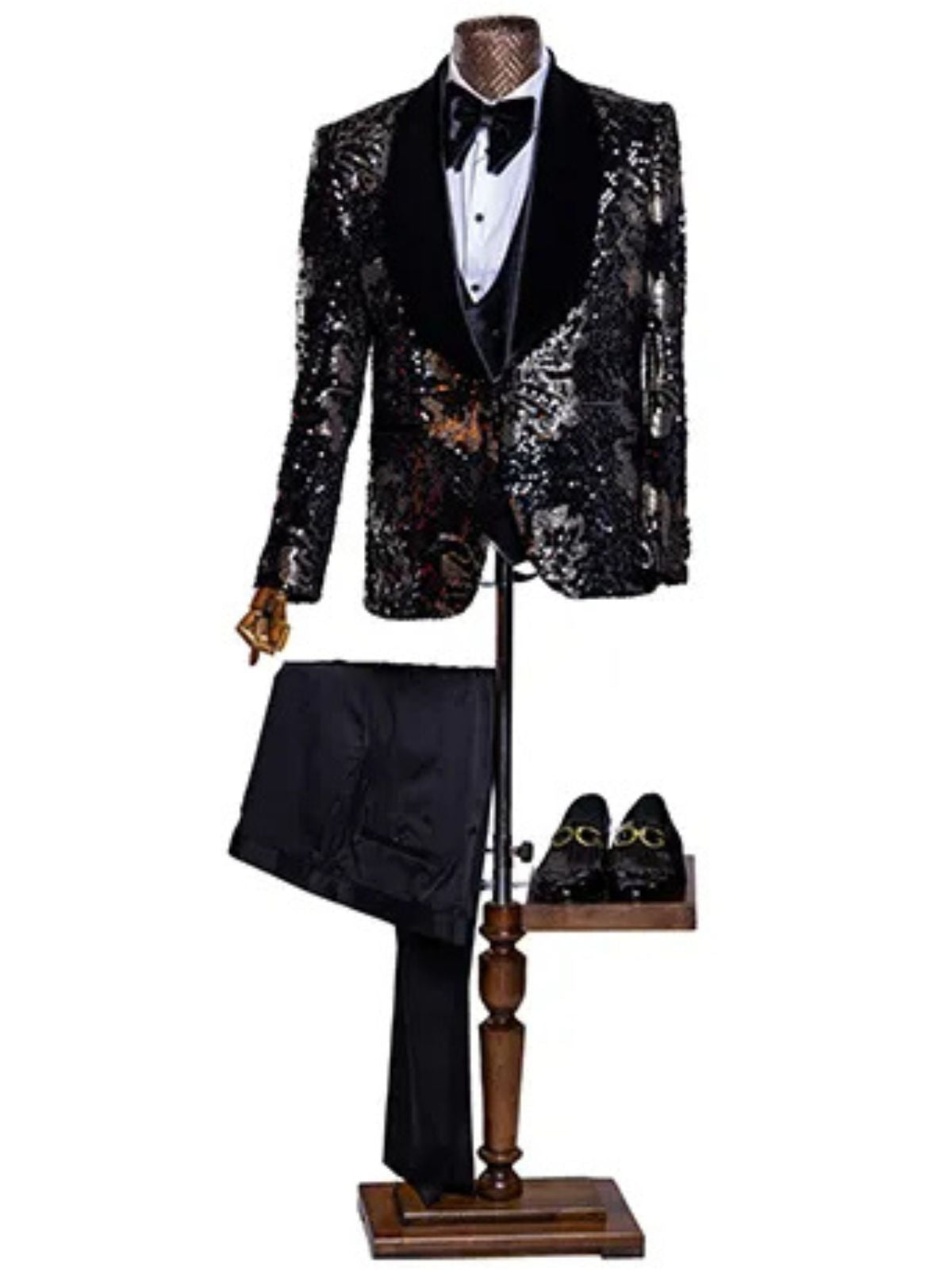 JB Designs Black and Gold Premium Slim Fit Suit Set