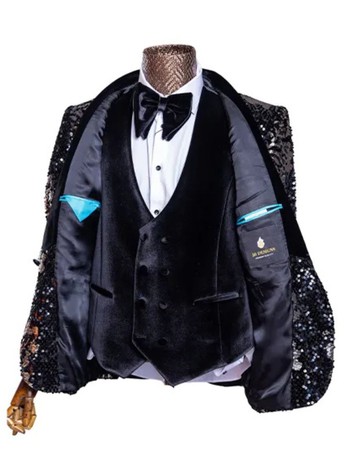 JB Designs Black and Gold Premium Slim Fit Suit Set