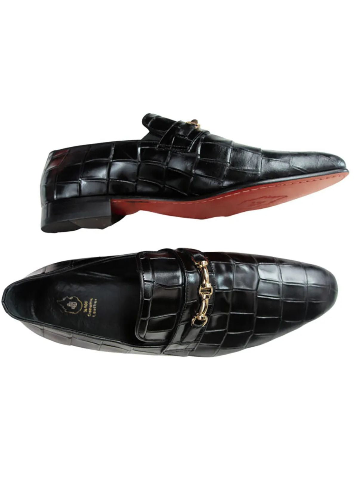 JB Designs Leather Shoes with Gold Chain