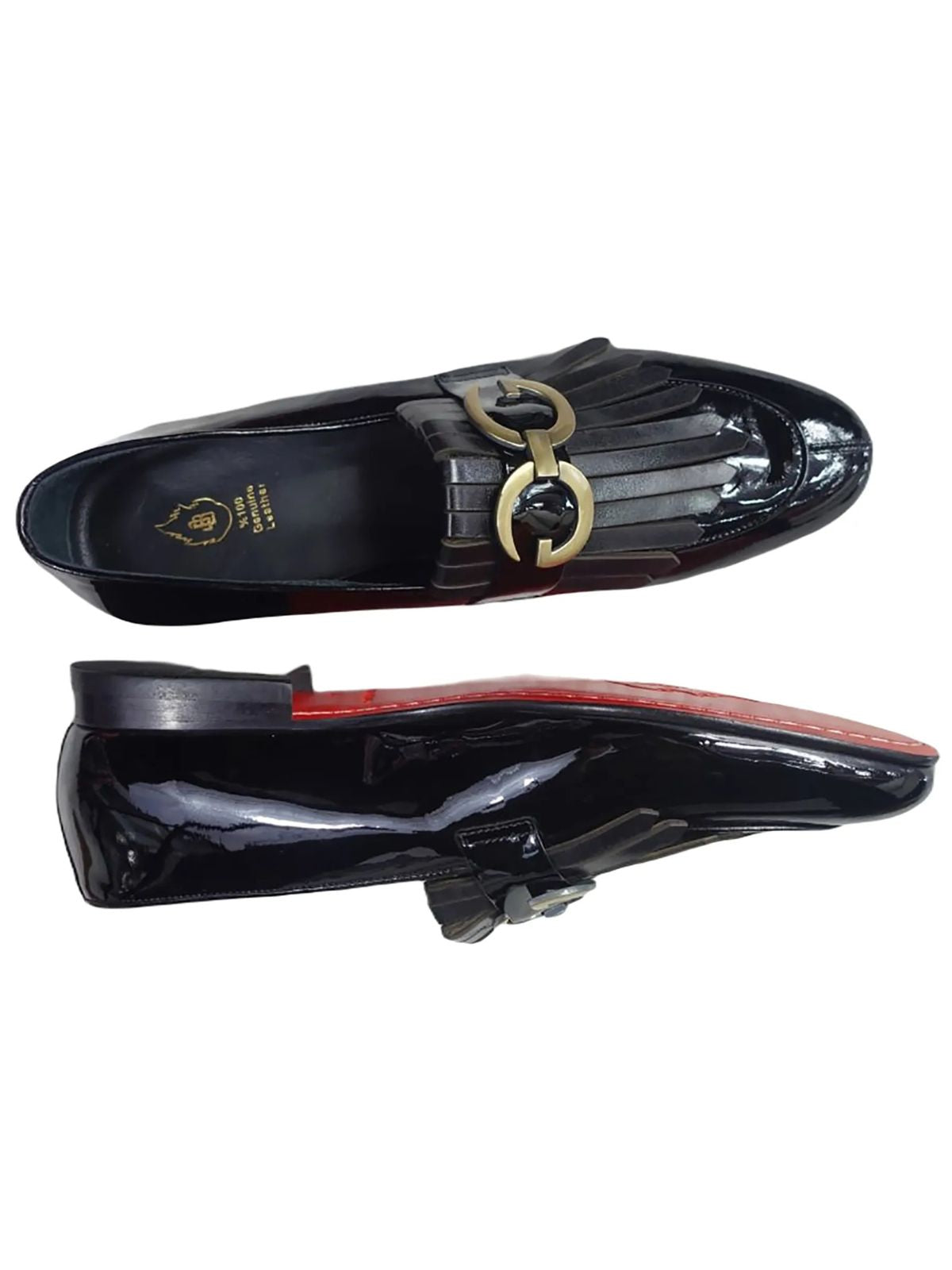 JB Designs Leather Shoes with Tussles and Golden Accessories