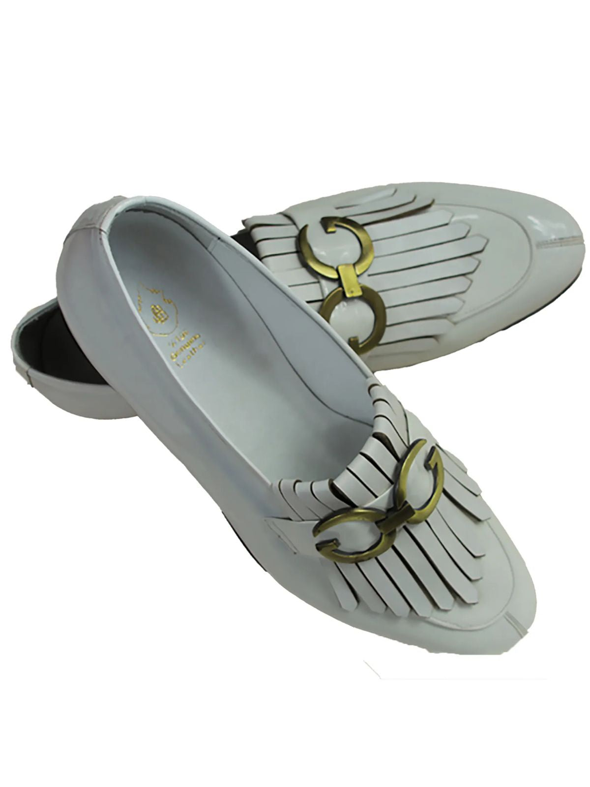 JB Designs Leather Shoes with Tussles and Golden Accessories