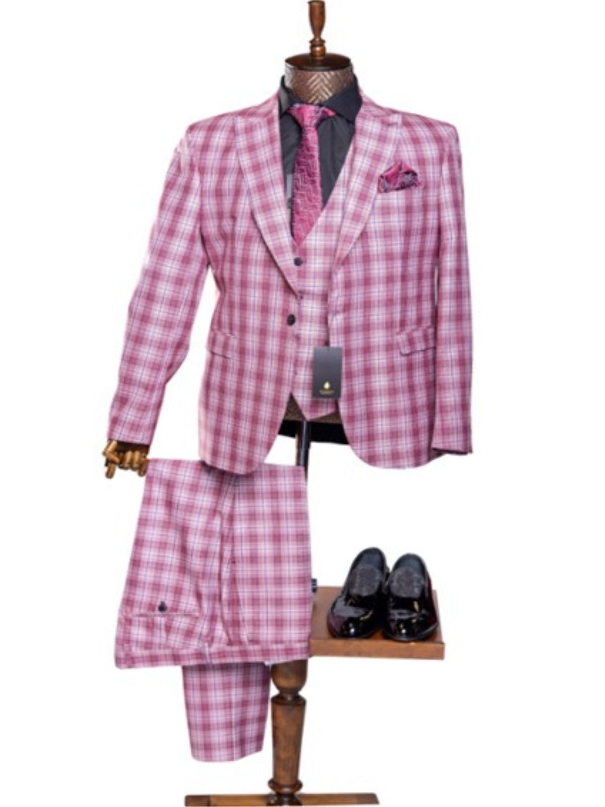JB Designs Men’s 3pc Slim Fit Multi Checkered Suit Set