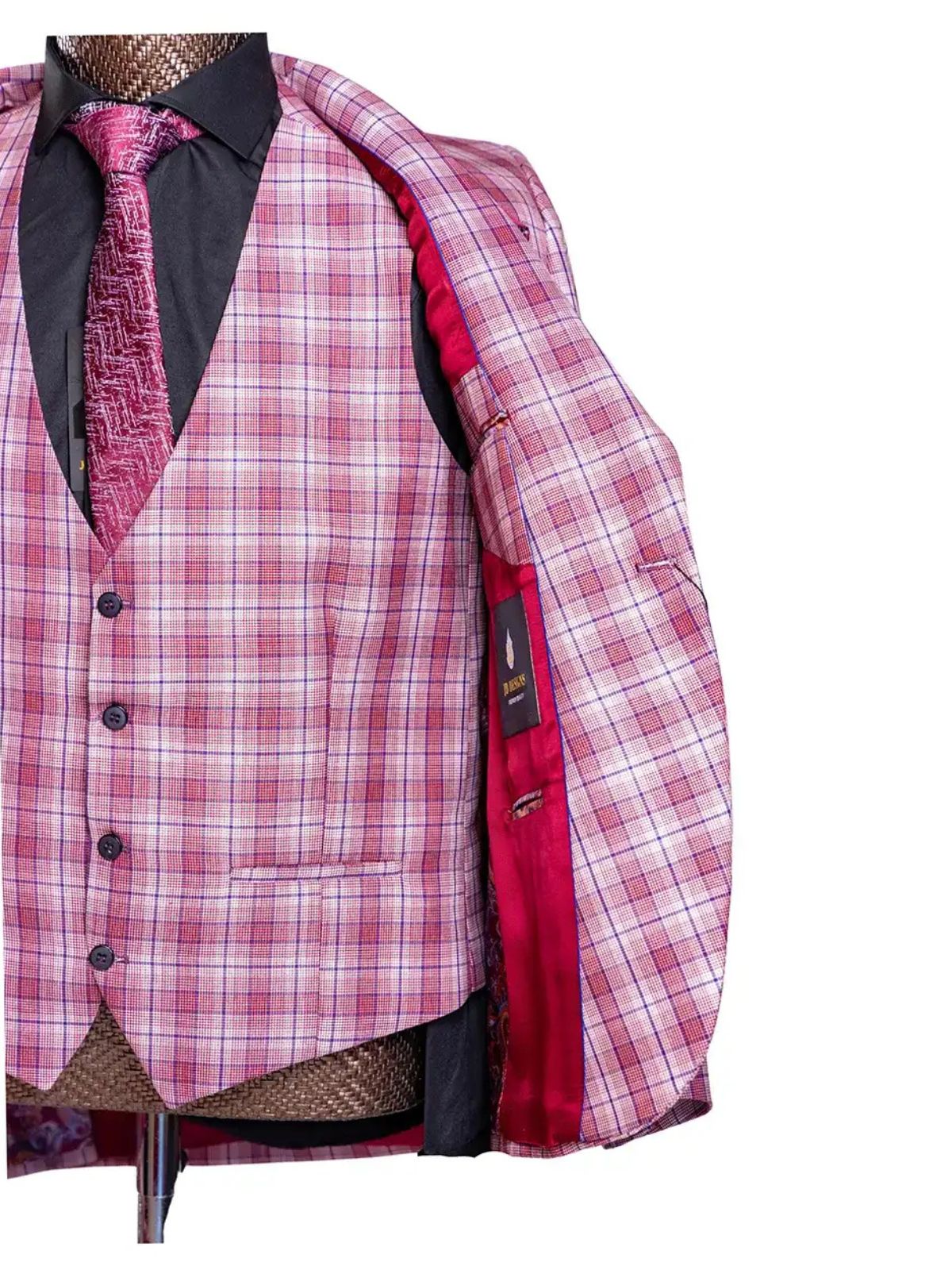 JB Designs Men’s 3pc Slim Fit Multi Checkered Suit Set
