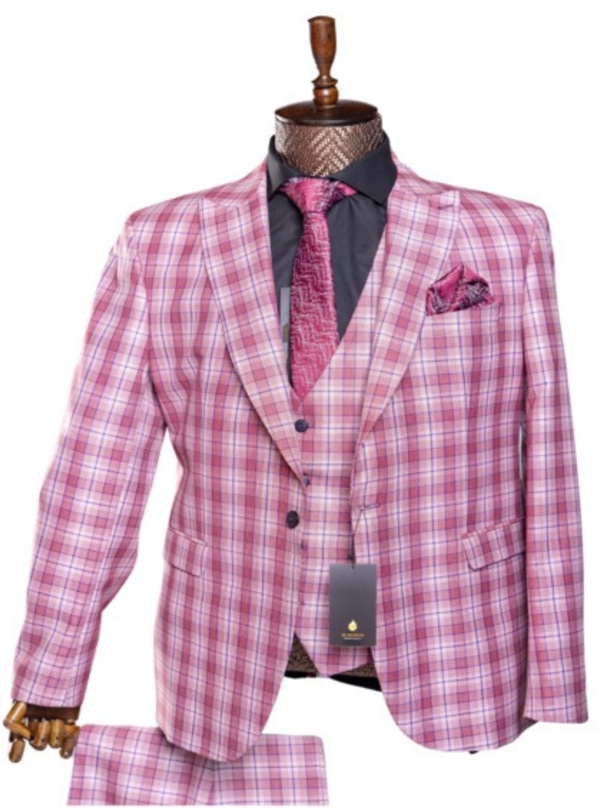 JB Designs Men’s 3pc Slim Fit Multi Checkered Suit Set