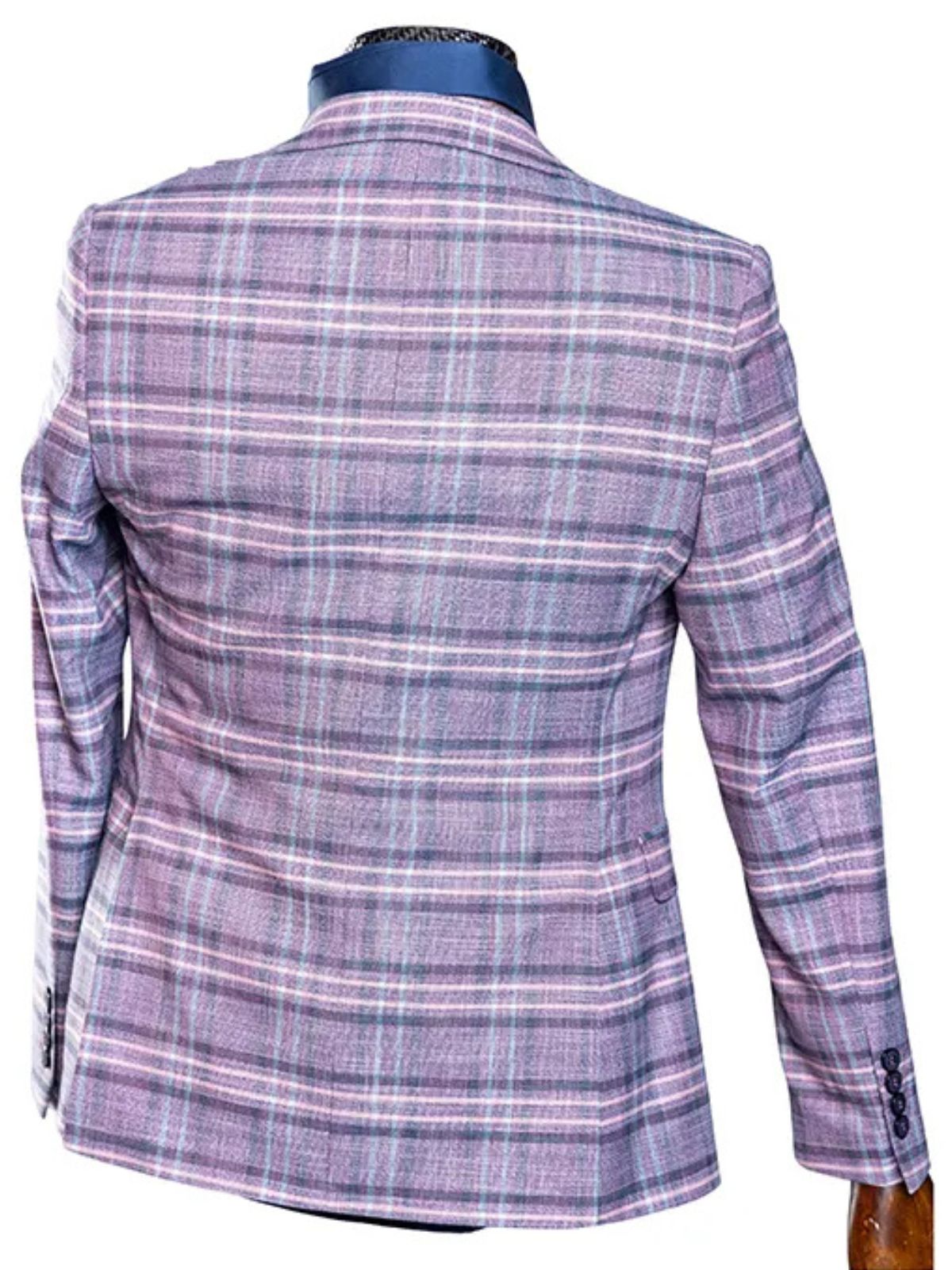 JB Designs Men’s 3pc Slim Fit Two Button Plaid Blazer Suit Set