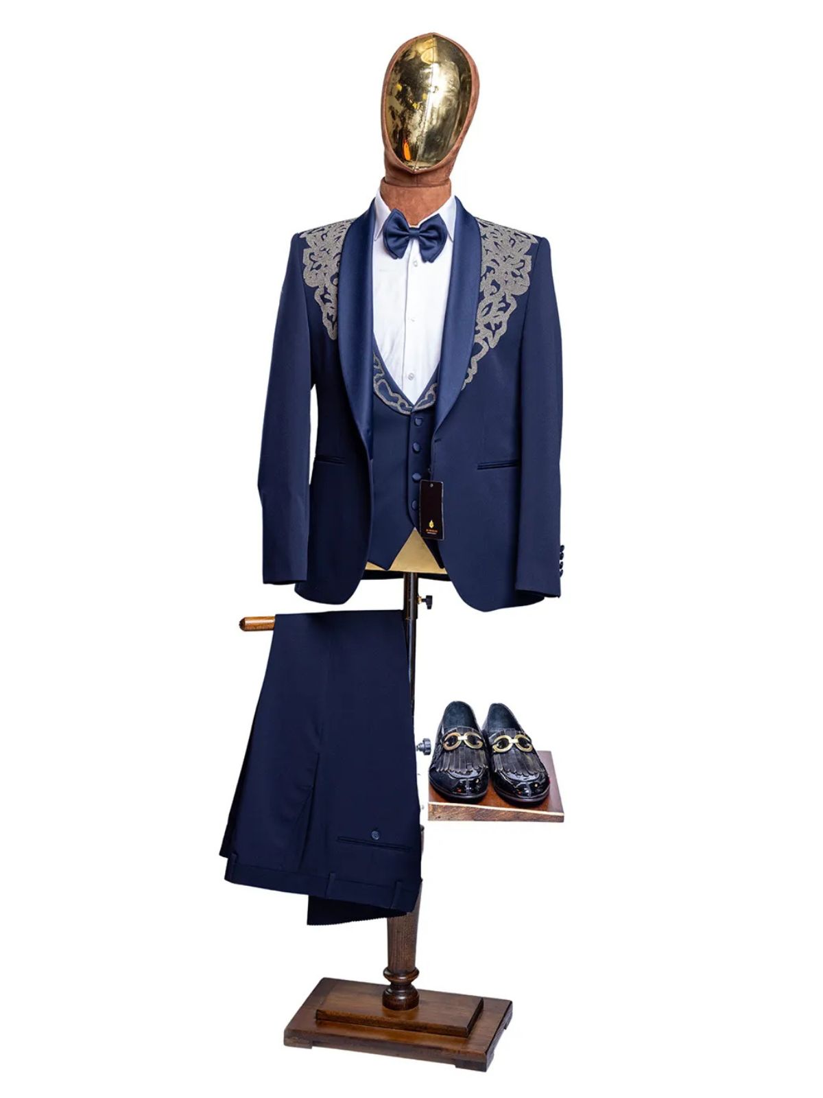 JB Designs Men’s 3pcs Slim Fit Suit with Embroidery